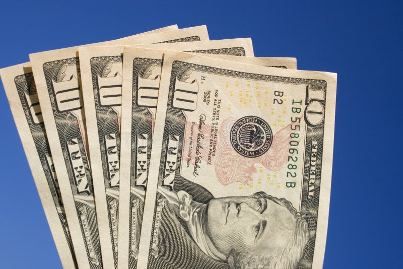 Ten Dollar Bills royalty free stock photos