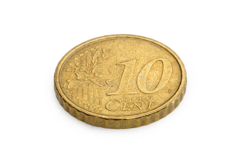 Ten euro cents coin isolated on white background stock photography