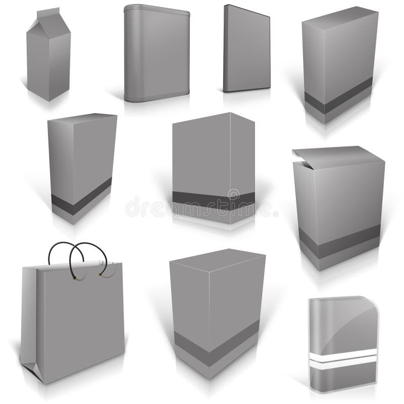 Ten grey blank boxes isolated on white royalty free illustration