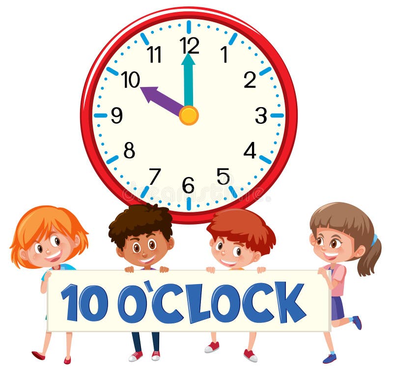 Ten O Clock With Children Stock Vector Illustration Of Clipart