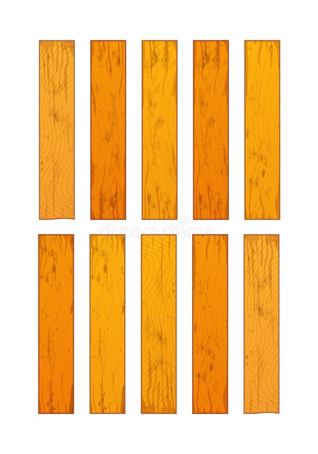 Ten Realistic Different Wooden Boards Isolated on White Stock