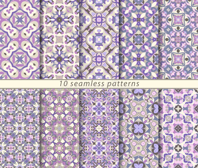 Ten Seamless Patterns in Oriental Style Stock Vector Illustration of