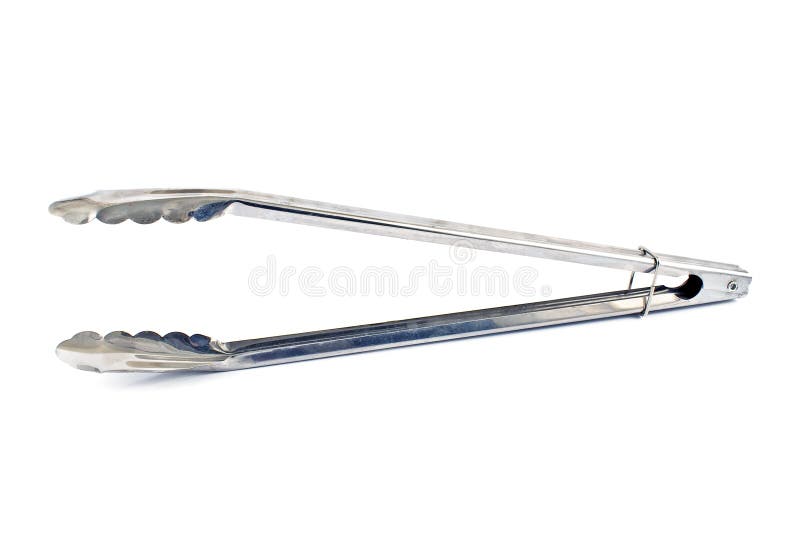 Serving kitchen tongs isolated on a white. Serving kitchen tongs isolated on a white