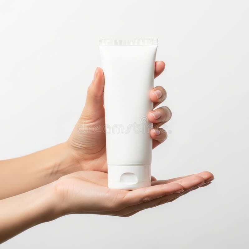 Tenant un tube de crème blanc illustration libre de droits