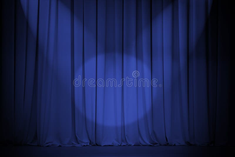 Tenda blu del teatro con una traversa dei due indicatori luminosi