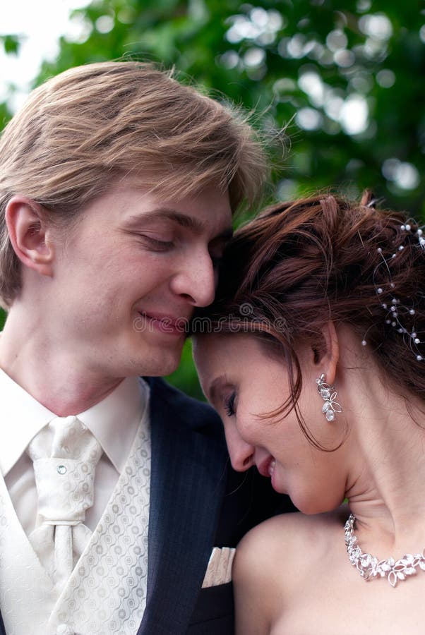 Tender image of bride and groom