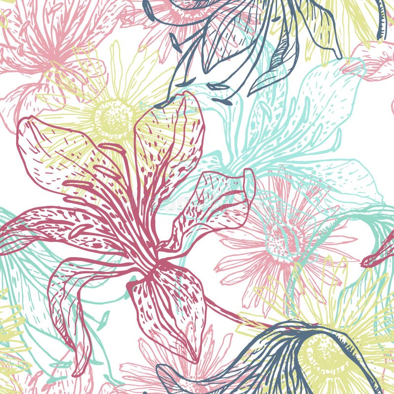 Tender lace lilies seamless pattern