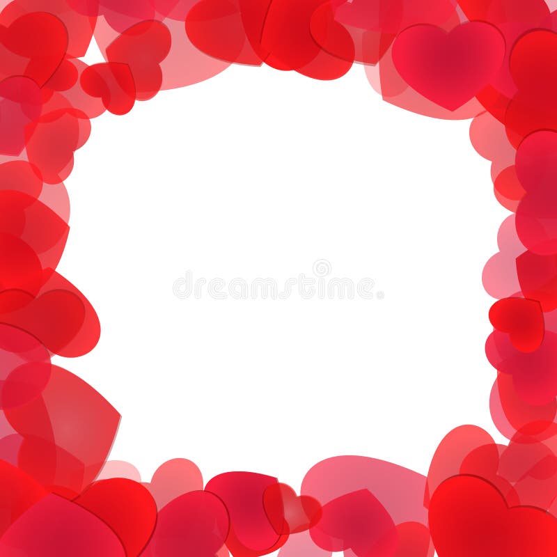 Tender red hearts frame foreground vector illustration
