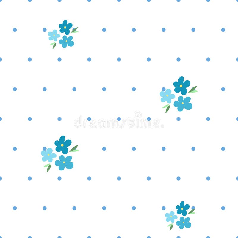 Tender seamless pattern with forget-me-nots and blue dots vector illustration Tender seamless pattern with forget-me-nots and blue dots vector illustration