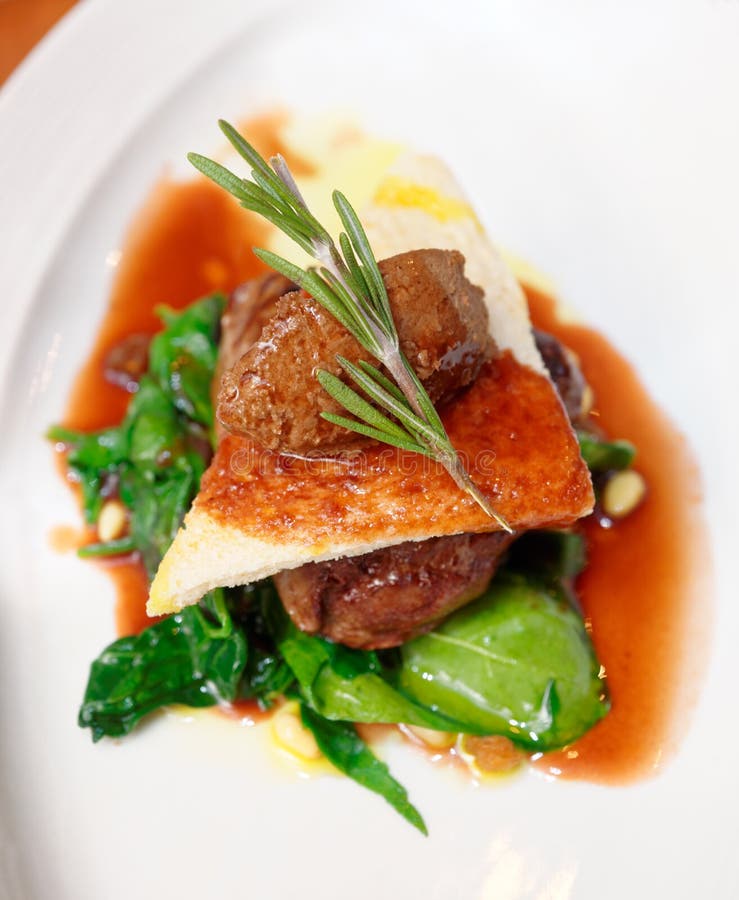 Tenderloin Steak with Beef Terrine and Spinach Stock Photo Image of gastronomy, piece 48716780