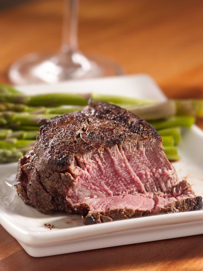 Tenderloin Steak Cut Open Cooked Rare Stock Image Image of fine