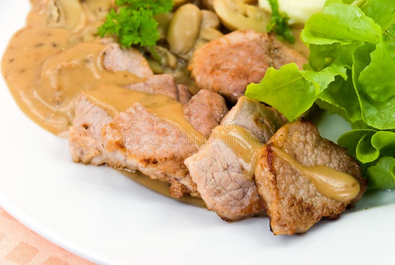 Tenderloin Steak with Mushroom Creme Sauce Stock Image Image of
