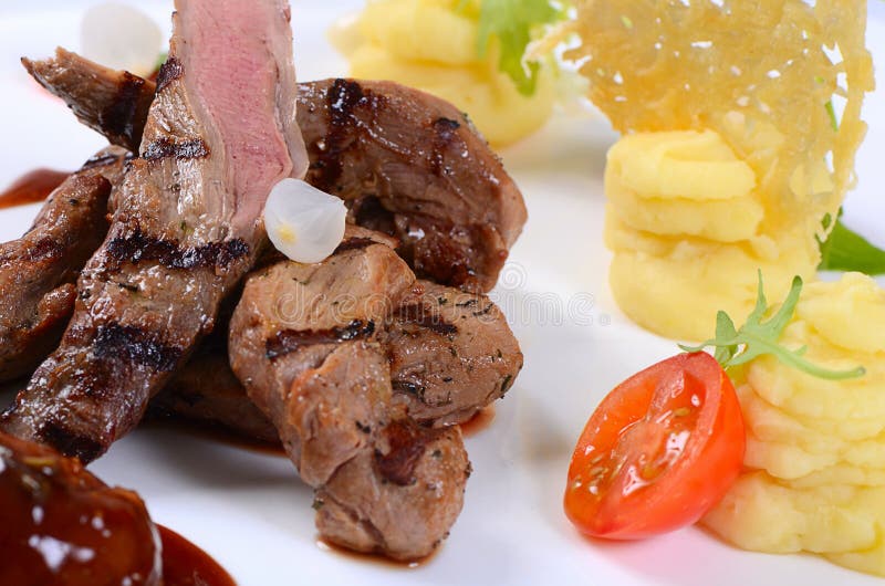 Tenderloin of Veal with a Sauce of Figs Stock Image Image of macro