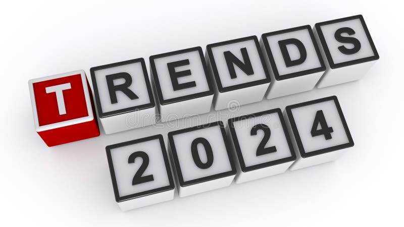 Tendințe 2024 bloc de cuvinte pe alb royalty free illustration