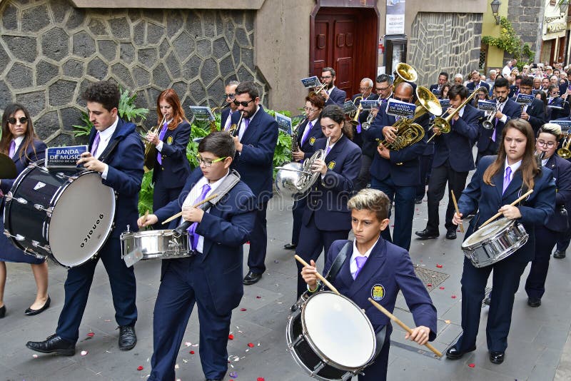 Spain, Canary Islands, Tenerife, Puerto de la Cruz, Easter Parade royalty free stock photo Spain, Canary Islands, Tenerife, Puerto de la Cruz, Easter Parade royalty free stock photo