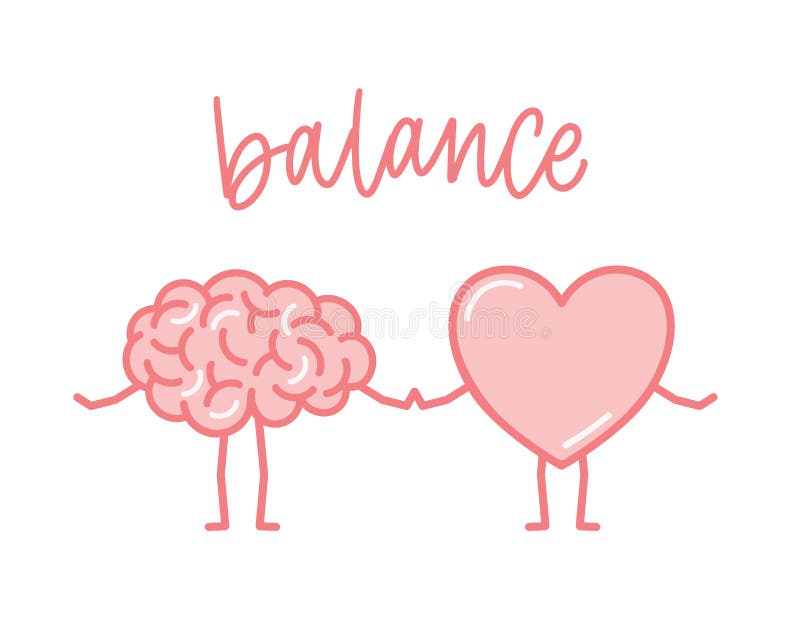 Tenersi per mano rosa sveglio del cuore e del cervello Organi umani del fumetto divertente isolati su fondo bianco Concetto di eq illustrazione vettoriale Tenersi per mano rosa sveglio del cuore e del cervello Organi umani del fumetto divertente isolati su fondo bianco Concetto di eq illustrazione vettoriale