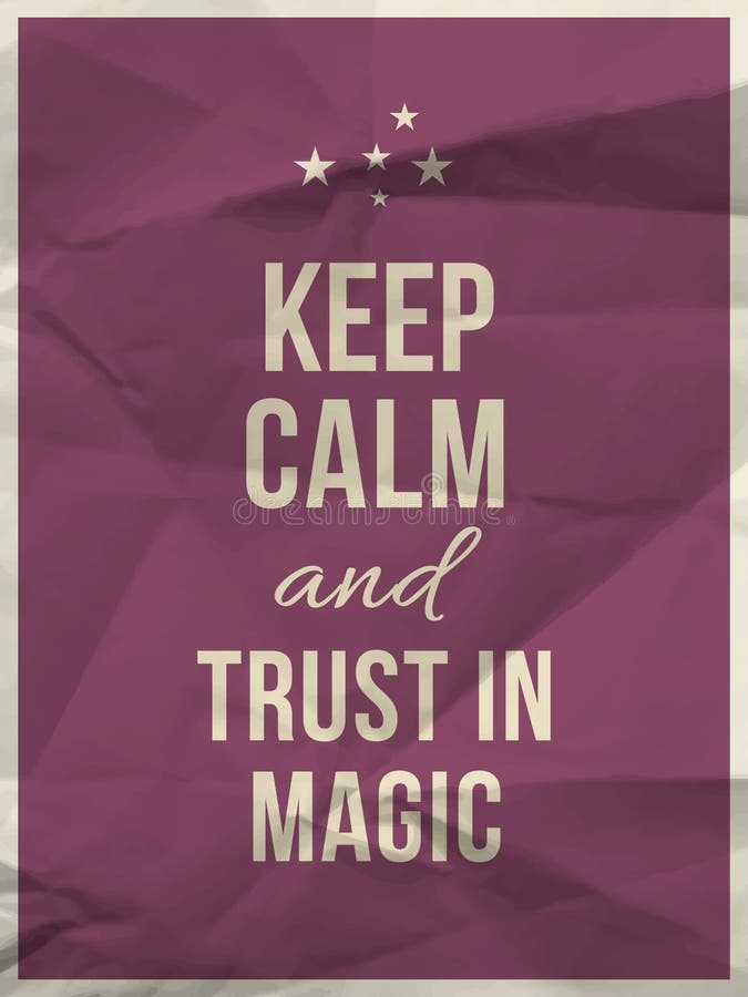 Tenga la fiducia calma nella citazione magica su struttura di carta sgualcita