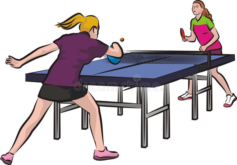 Tenis de mesa del ` s de las mujeres - mujer en la acción ilustración del vector