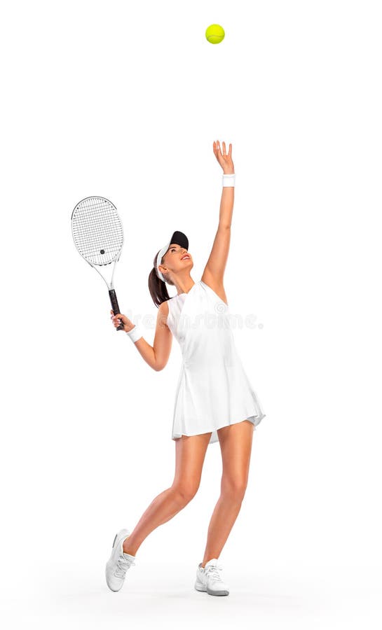 Tenista Con Raqueta Traje Deportivo. Mujer Atleta Jugando Aislado Sobre Fondo Blanco. Foto de archivo - Imagen de hermoso, camisa: 219549484