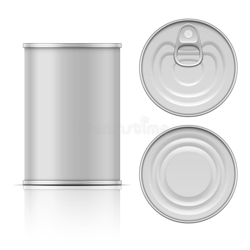 Tenn- can med cirkelhandtag: bästa och nedersta sikt för sida, stock illustrationer Tenn- can med cirkelhandtag: bästa och nedersta sikt för sida, stock illustrationer