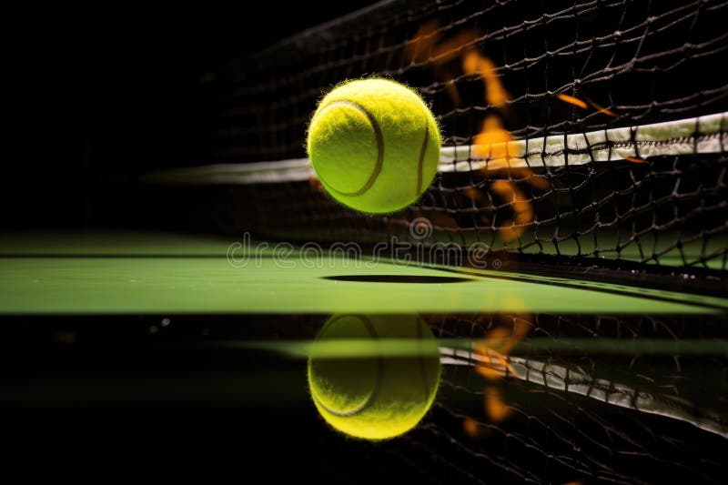 A Tennis Ball Bouncing Off the Net during a Game Stock Photo Image of