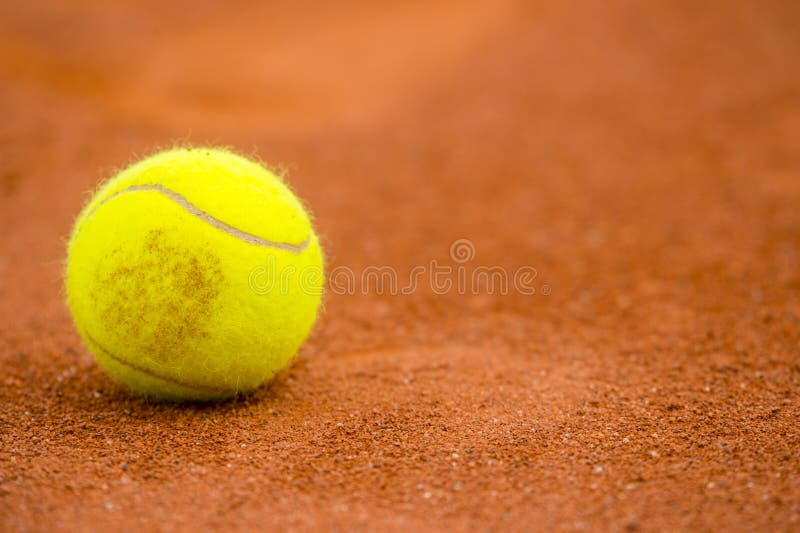 Tennis Ball on a Tennis Clay Court Stock Photo Image of path