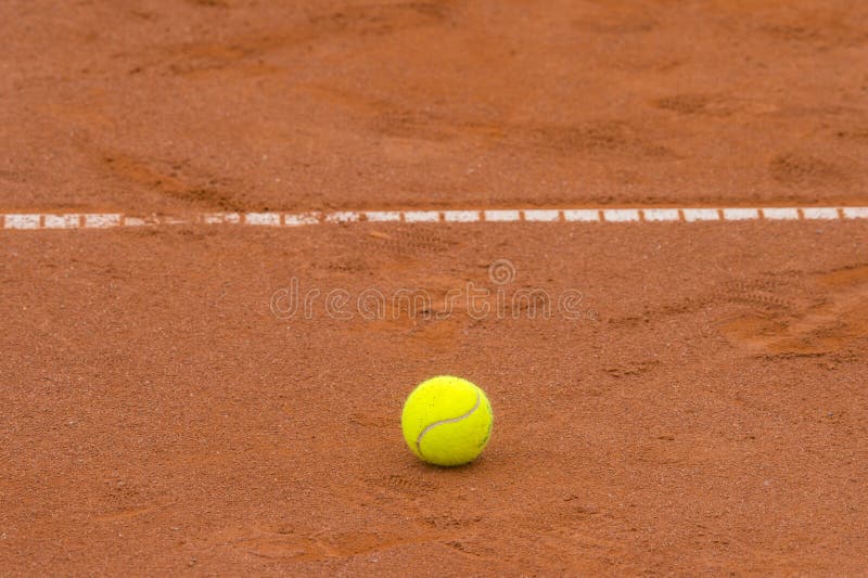 Tennis Ball on a Tennis Clay Court Stock Photo Image of court, open