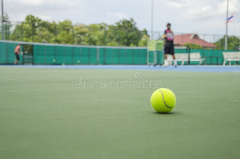 Tennis ball in court stock photo. Image of equipment 42964180