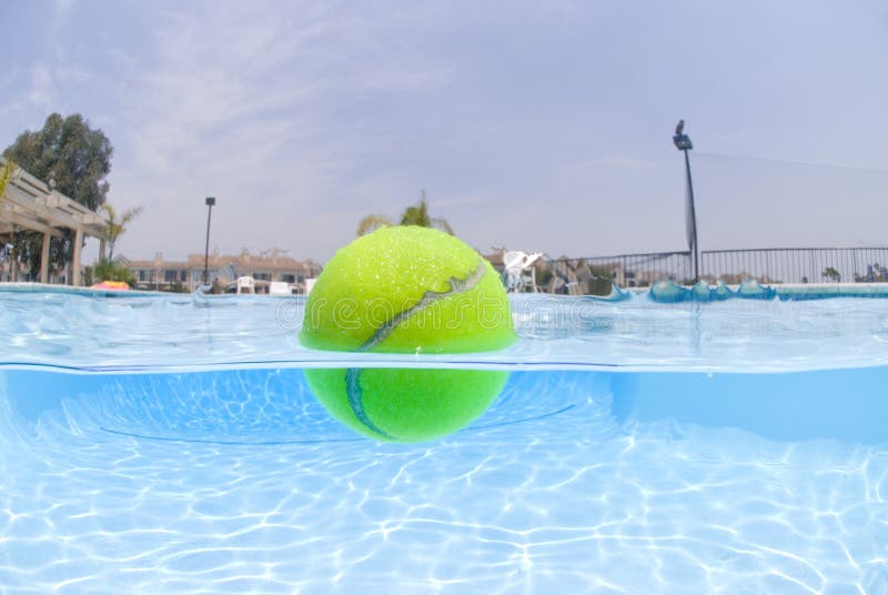 Tennis Ball Floating in Pool Stock Image Image of surface, recreation