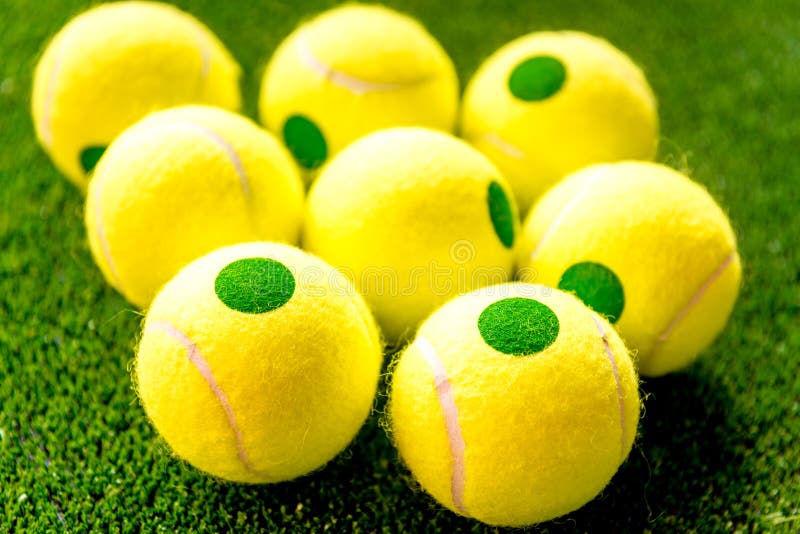 Tennis Ball On Green Background Close Up Stock Photo Image of