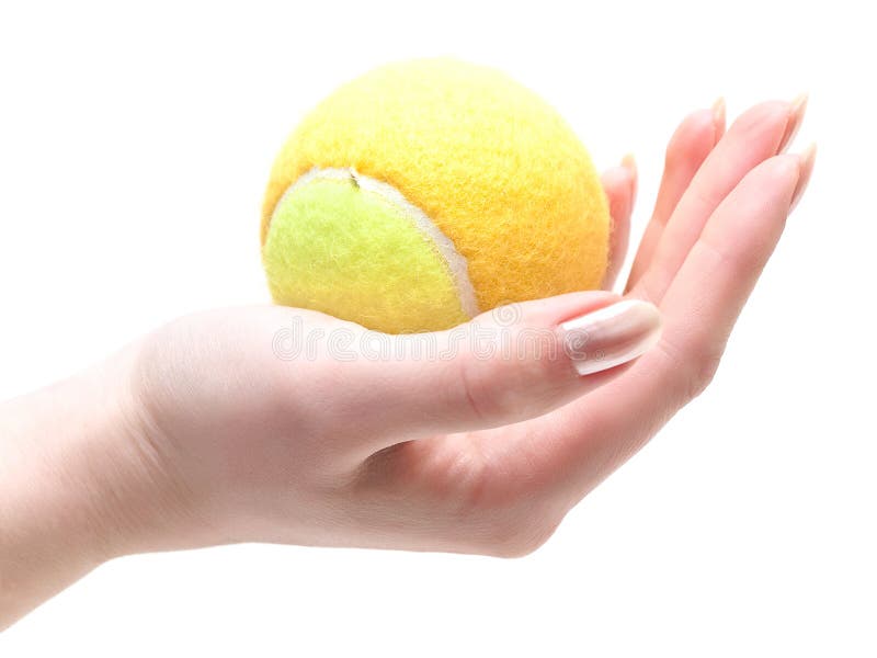 Tennis ball in hand stock image. Image of object, ball 7636819