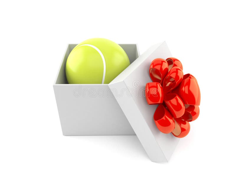 Tennis ball inside gift stock illustration. Illustration of leisure