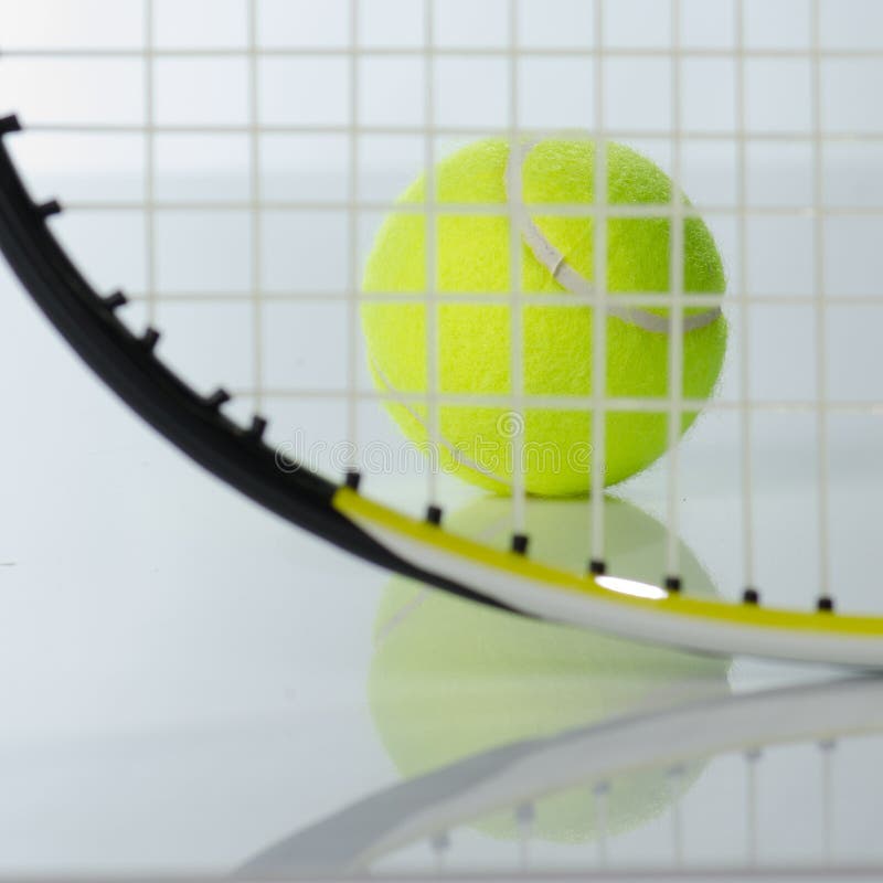 Tennis ball and racket stock image. Image of play, green 29269229
