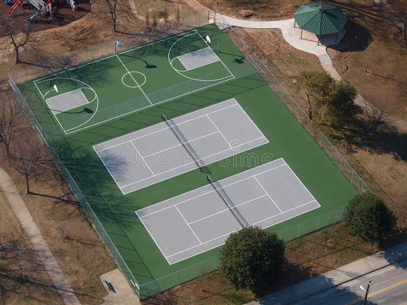 Public Park Tennis and Basketball Courts Aerial Stock Photo Image of