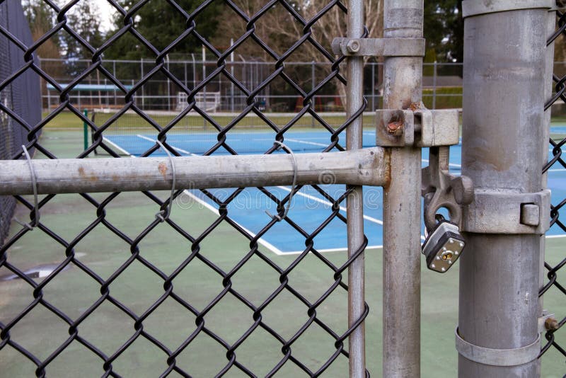 Padlocked Tennis Court Gate Stock Photo Image of distancing, closed