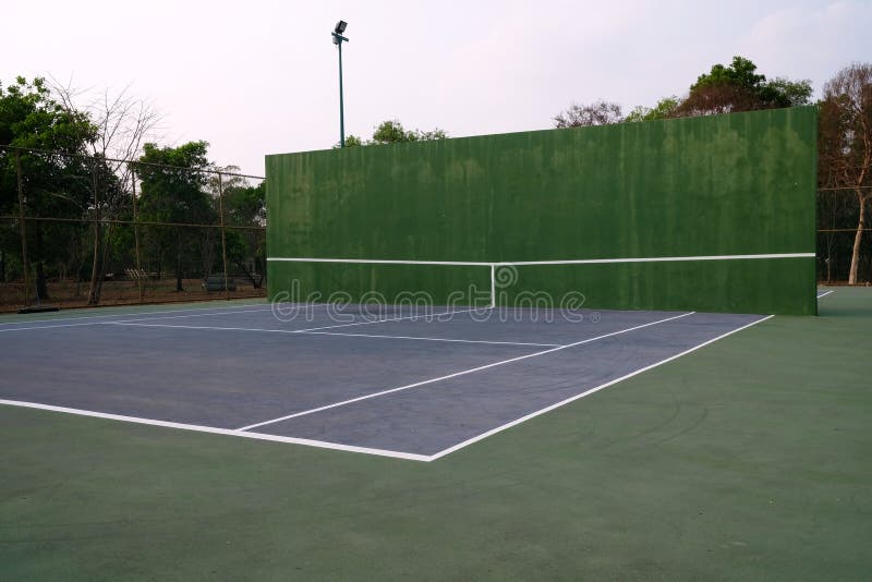 Tennis Court with Green Training Wall Stock Image Image of active