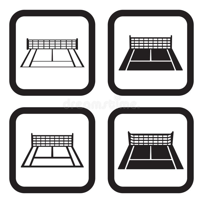 Tennis Court Icon Four Variations Stock Vector Illustration Of