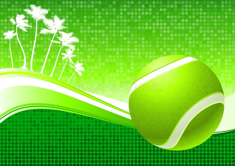 Tennis-Kugel auf abstraktem tropischem Hintergrund stock abbildung Tennis-Kugel auf abstraktem tropischem Hintergrund stock abbildung