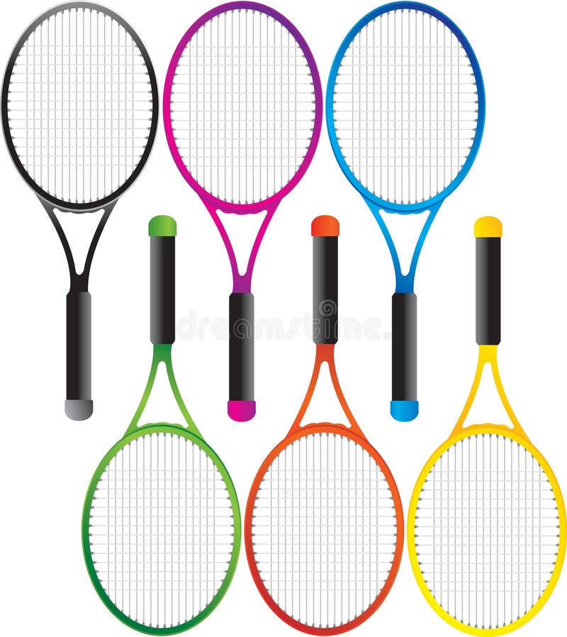 Tennis multiple coloré de raquettes