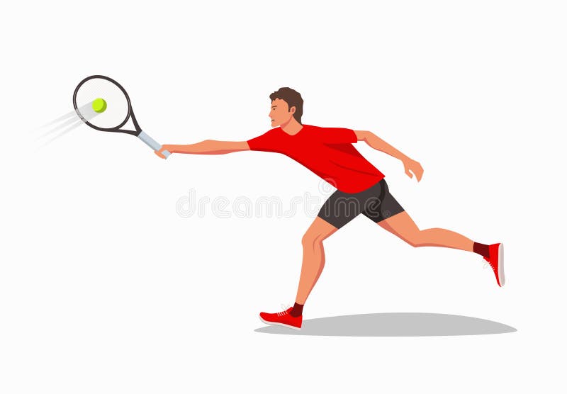 A tennis player holds a tennis racket in both hands and runs to hit the tennis ball.