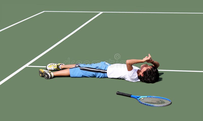 Tennis Player tired on the court