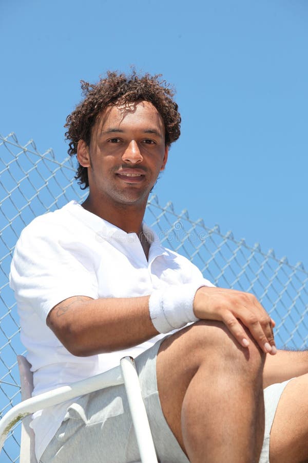 Tennis Player in Umpire S Chair Stock Photo Image of outdoors