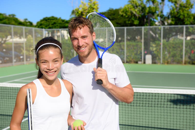 Tennis players portrait on tennis court outside