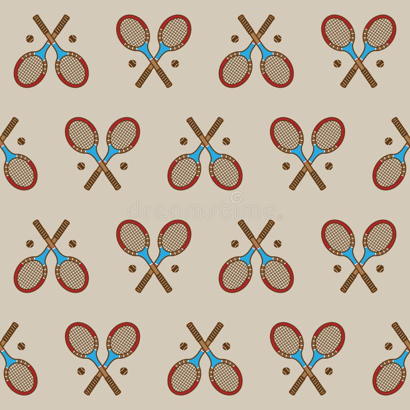 Tennis Racket seamless pattern vintage doodle isolated wallpaper background vector illustration Tennis Racket seamless pattern vintage doodle isolated wallpaper background vector illustration