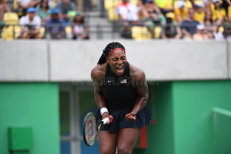 Rio de Janeiro- Brazil Tennis game during the 2016 Olympic Games at the Olympic Park. American player Serena Williams. Rio de Janeiro- Brazil Tennis game during the 2016 Olympic Games at the Olympic Park. American player Serena Williams