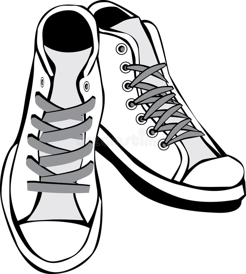 Cartoon Tennis Shoes Drawing - Chaussure De Tennis Vecteurs libres de