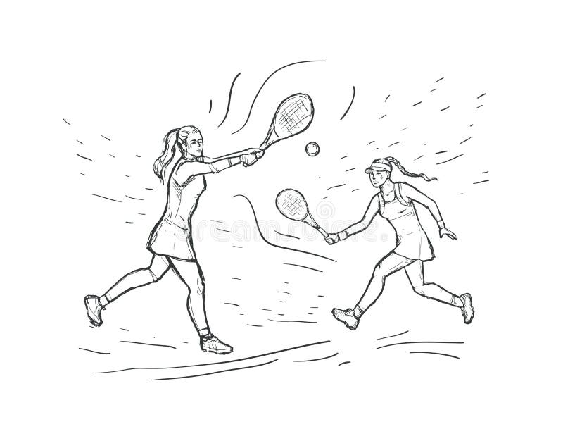 11 Cool Rough sketch drawing tennis athlete for Kindergarten