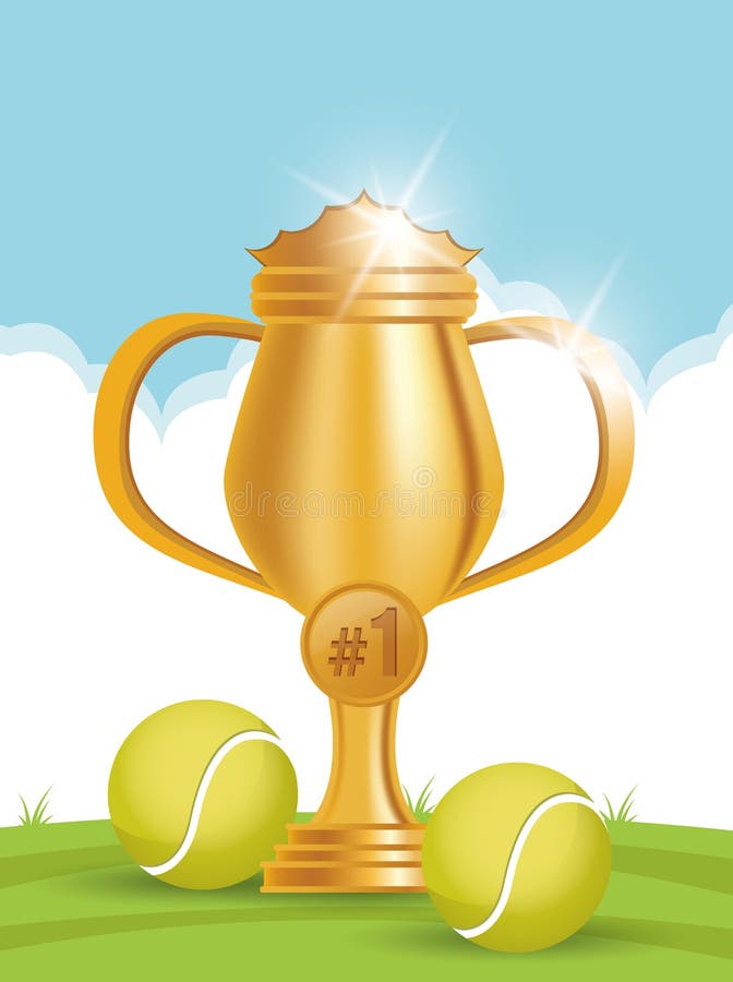 Tennis Trophy Cup Ball And Medal Stock Vector Illustration of healthy