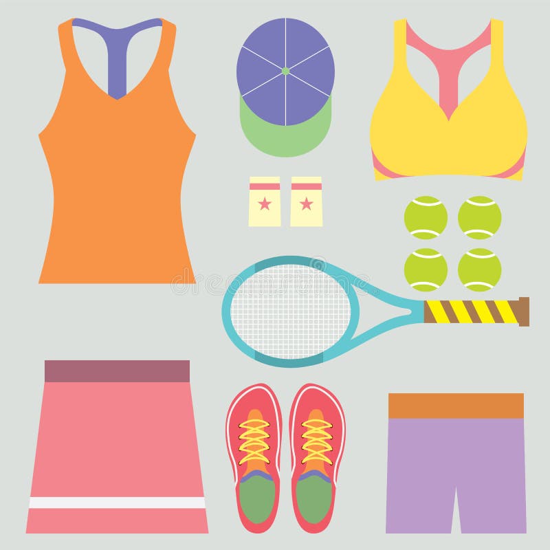Tenniskvinnors för bästa sikt kugghjul royaltyfri illustrationer Tenniskvinnors för bästa sikt kugghjul royaltyfri illustrationer