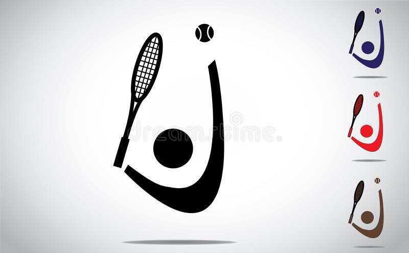 Tennisspeler het spelen door met racket en het werpen bal te dienen vector illustratie Tennisspeler het spelen door met racket en het werpen bal te dienen vector illustratie